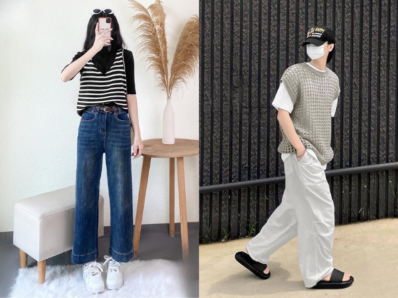 phối áo gile với áo thun
