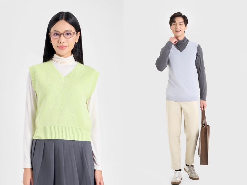 phối áo gile với áo thun