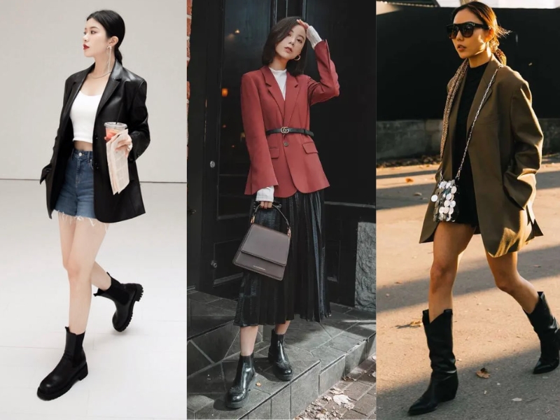 phối đồ với boot màu đen