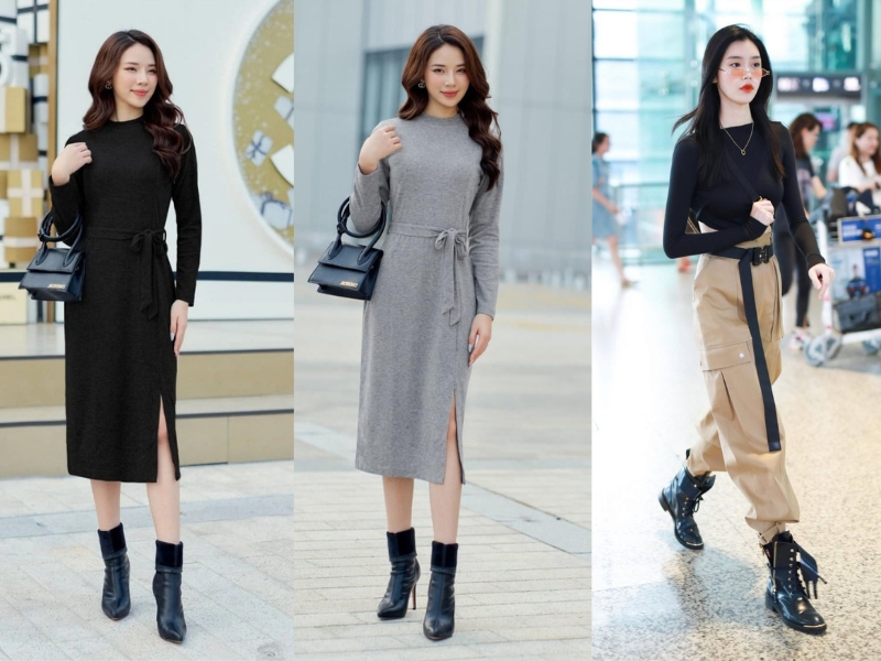 phối đồ với boot màu đen