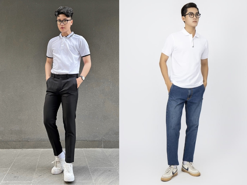 phối đồ với áo polo nam form rộng