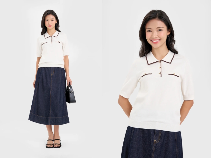 phối đồ với áo polo nữ form rộng phối đồ với áo polo nữ form rộng