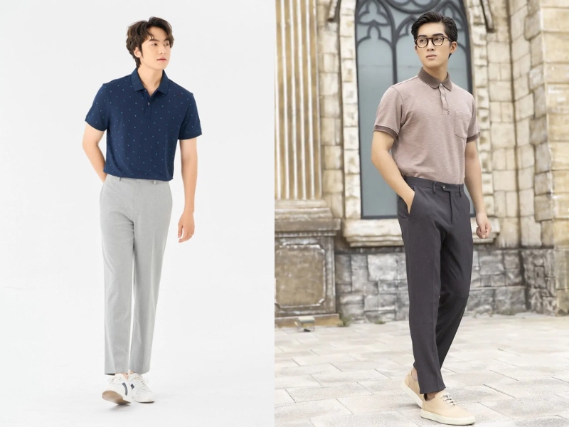 phối đồ với áo polo nam form rộng