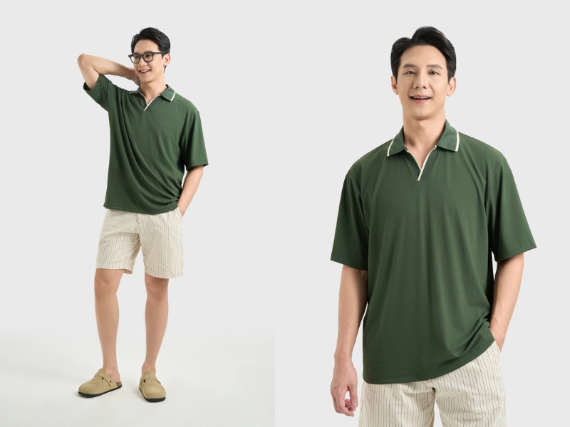 phối đồ với áo polo nam form rộng