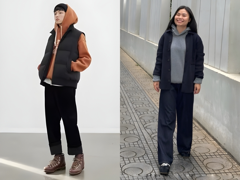 phối áo hoodie với áo khoác