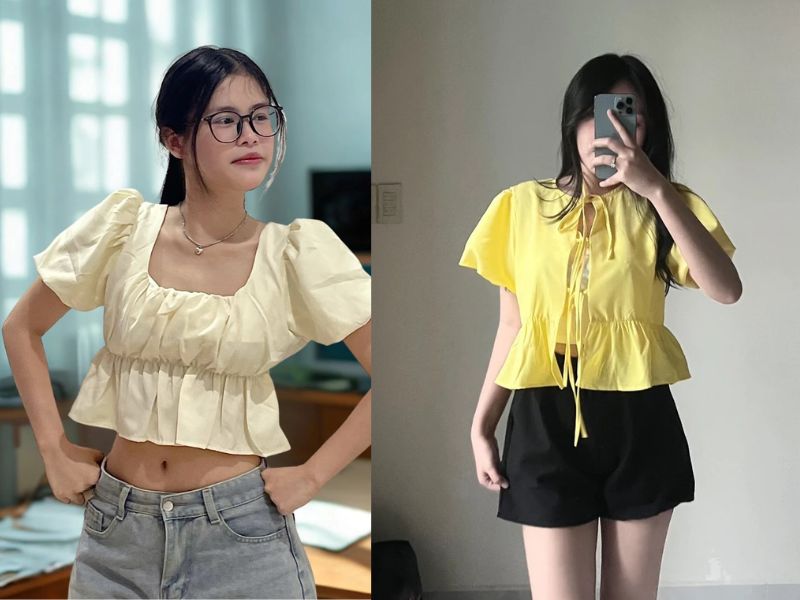 mix áo babydoll với chân váy dài mix áo babydoll với chân váy dài