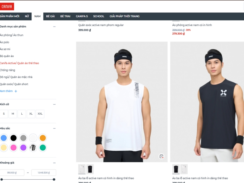 bảng size quần áo thể thao nam