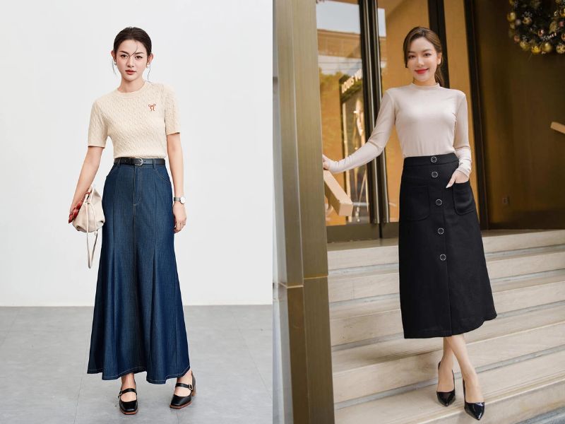áo len ôm mặc với gì
