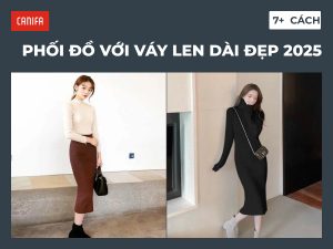cách phối đồ với váy len body dài