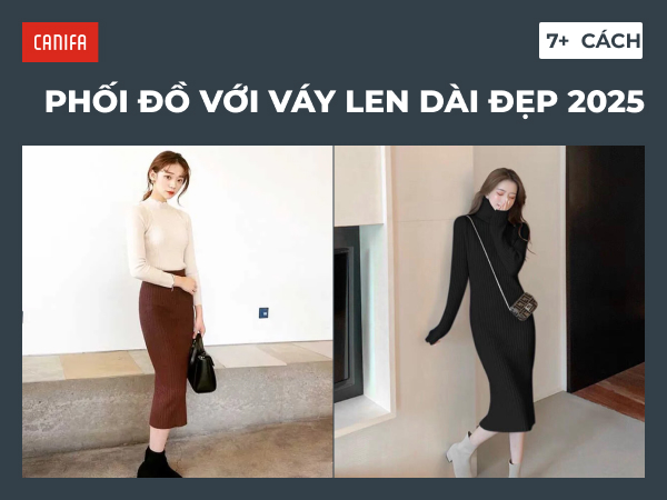 cách phối đồ với váy len body dài