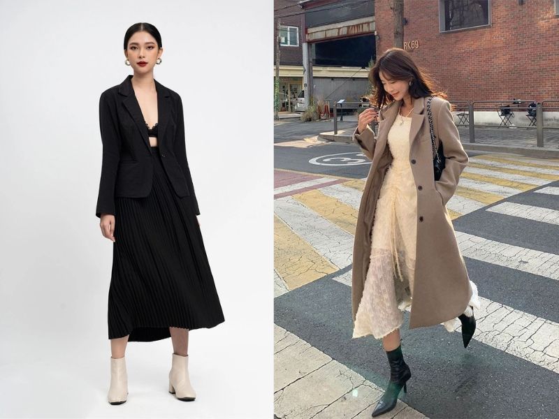 chân váy suông dài kết hợp với áo gì