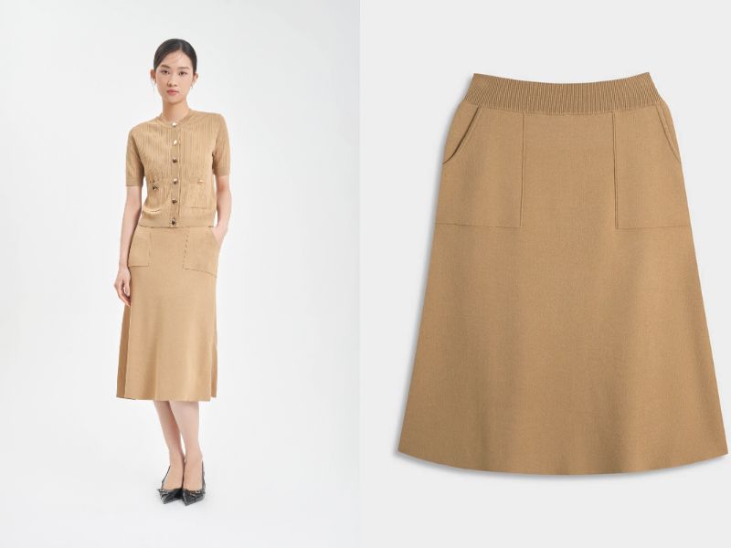 chân váy suông dài kết hợp với áo gì