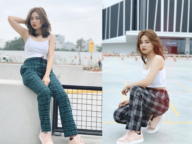 phối đồ flannel nữ