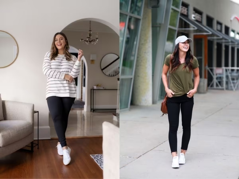 phối đồ với quần legging cho người mập