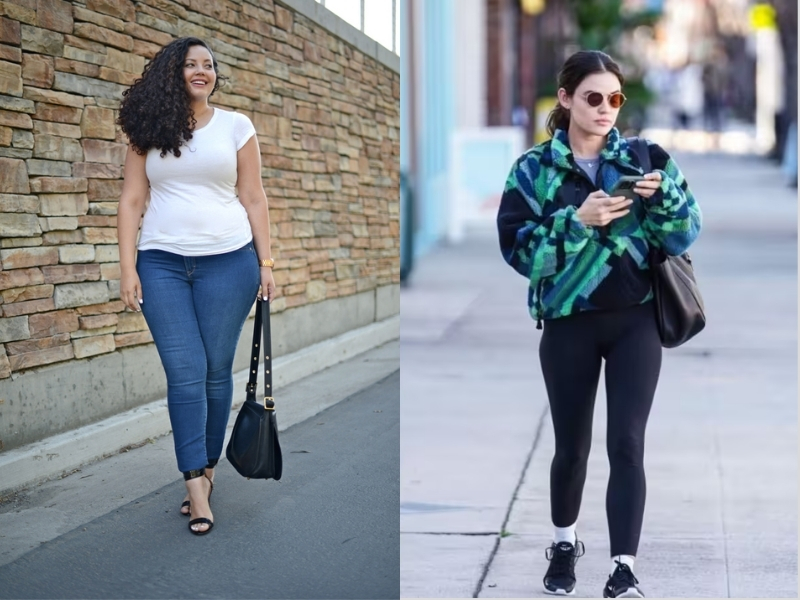 phối đồ với quần legging cho người mập