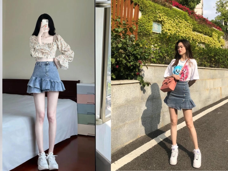 chân váy đuôi cá kết hợp áo gì