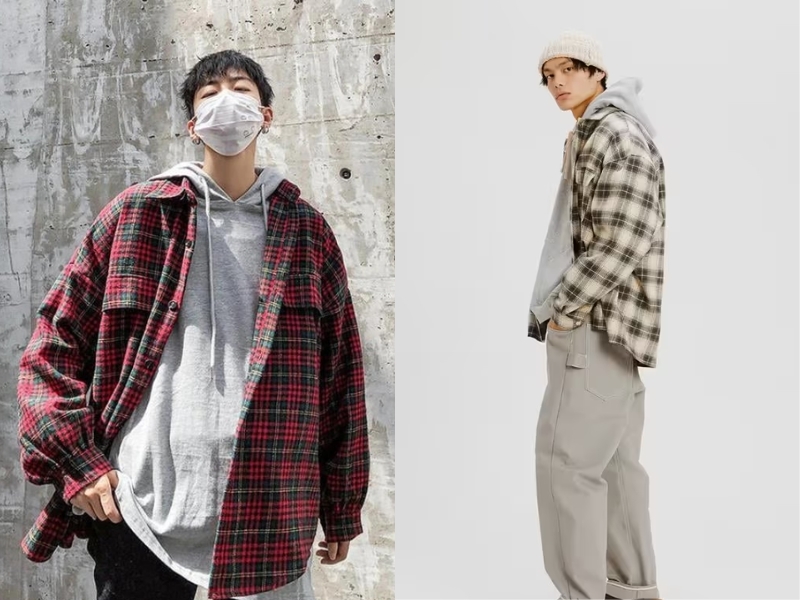 phối đồ flannel nữ