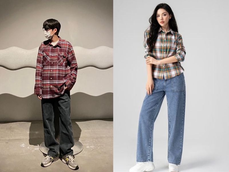 phối đồ flannel nam