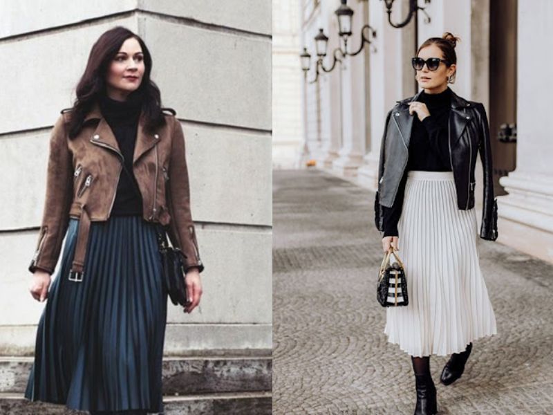 chân váy suông dài kết hợp với áo gì