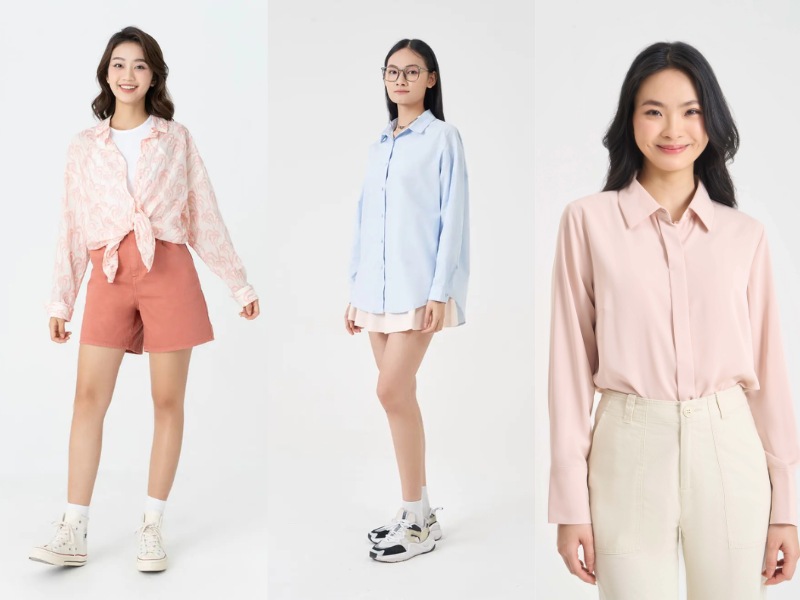 các kiểu áo sơ mi nữ dài tay đẹp