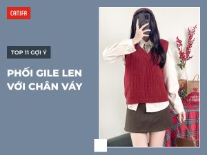 phối áo len gile với chân váy