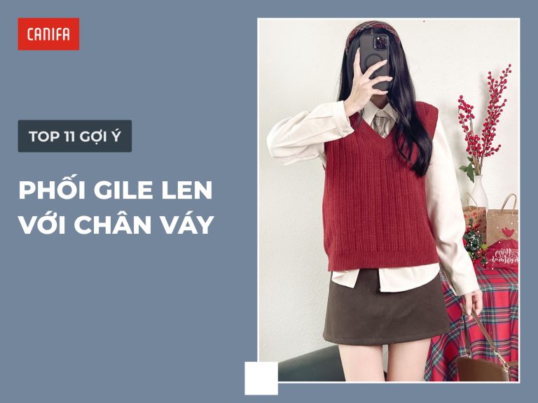 phối áo len gile với chân váy