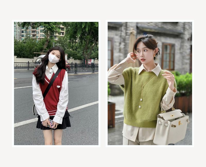 phối gile với chân váy theo các màu nổi bật