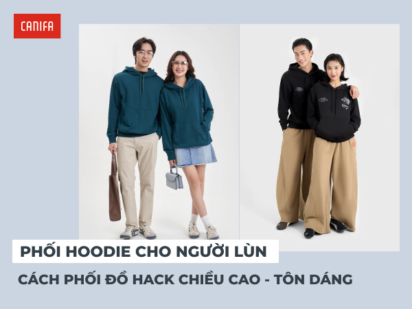 cách phối áo hoodie cho người lùn