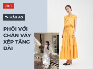 chân váy tầng dài phối áo gì