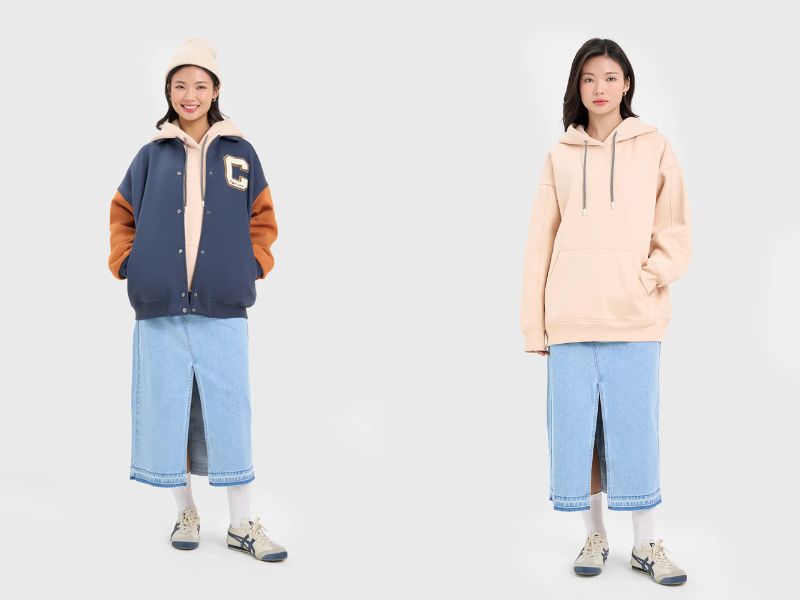 chân váy suông dài mặc với áo gì