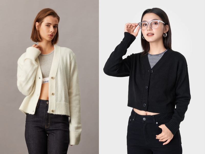 phối đồ với áo len cardigan ngắn phối đồ với áo len cardigan ngắn