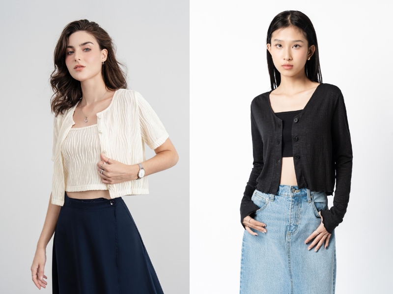 phối đồ với áo len cardigan ngắn phối đồ với áo len cardigan ngắn