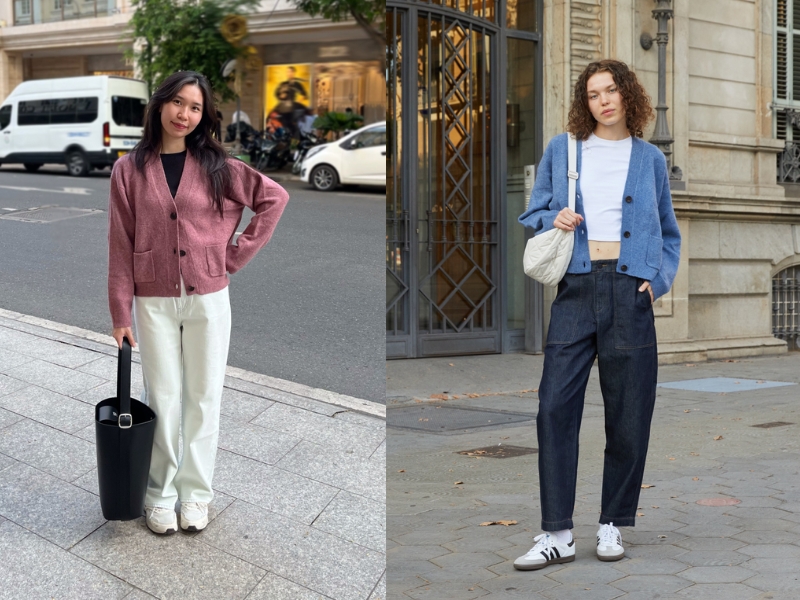 phối đồ với áo len cardigan ngắn phối đồ với áo len cardigan ngắn