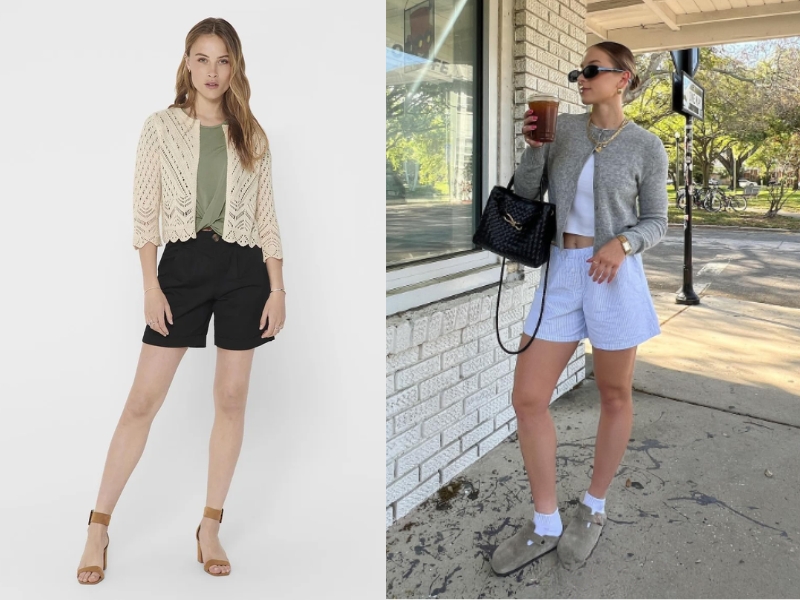 phối đồ với áo len cardigan ngắn phối đồ với áo len cardigan ngắn