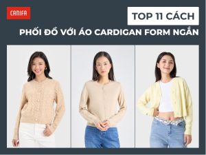 phối đồ với áo len cardigan dáng ngắn