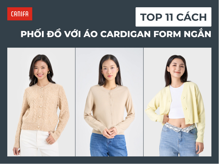 phối đồ với áo len cardigan dáng ngắn