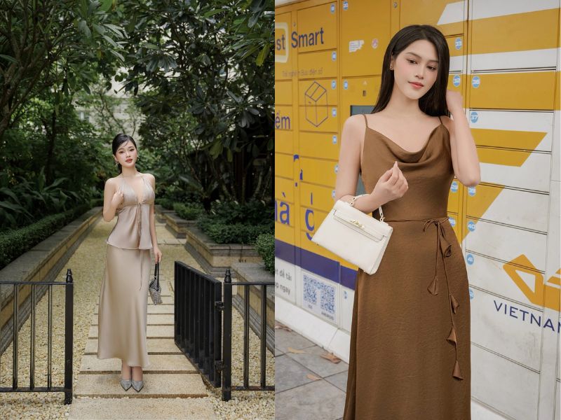 phối đồ với chân váy lụa