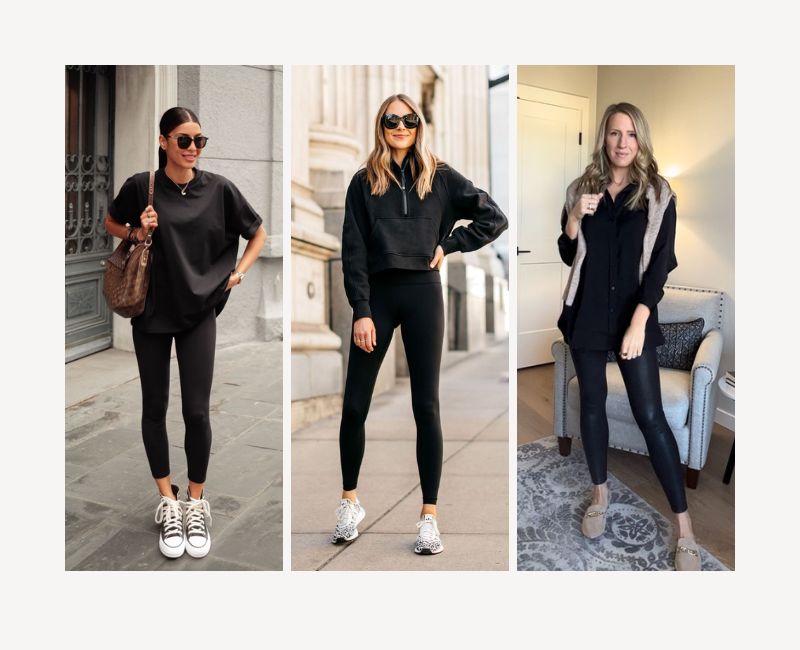 phối legging với áo sơ mi ton sur ton