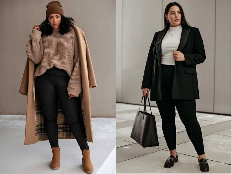 phối đồ với quần legging cho người mập