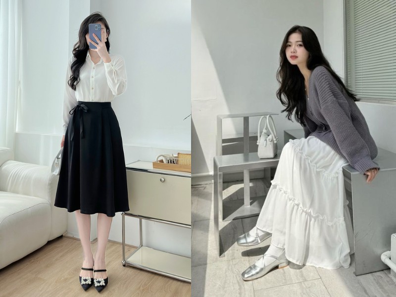 chân váy tầng dài kết hợp với áo gì chân váy tầng dài phối áo gì