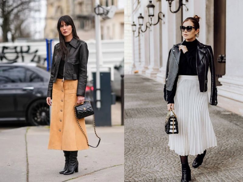 chân váy kem phối áo màu gì