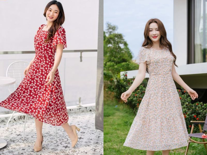 phối váy hoa nhí mùa đông