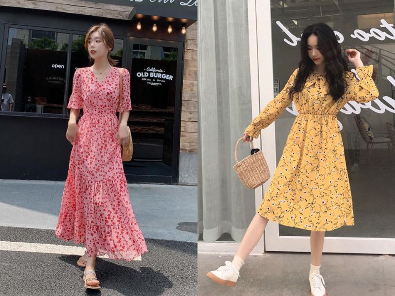 phối váy hoa nhí mùa đông