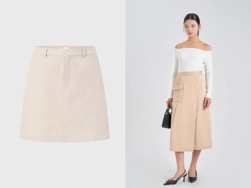 chân váy kem phối áo màu gì