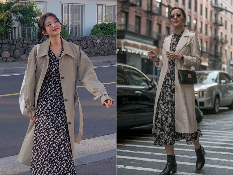 phối váy hoa nhí mùa đông