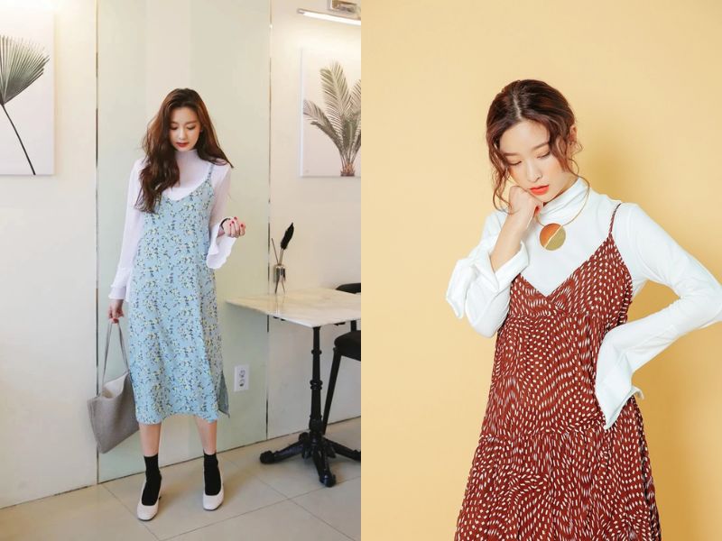 phối váy hoa nhí mùa đông