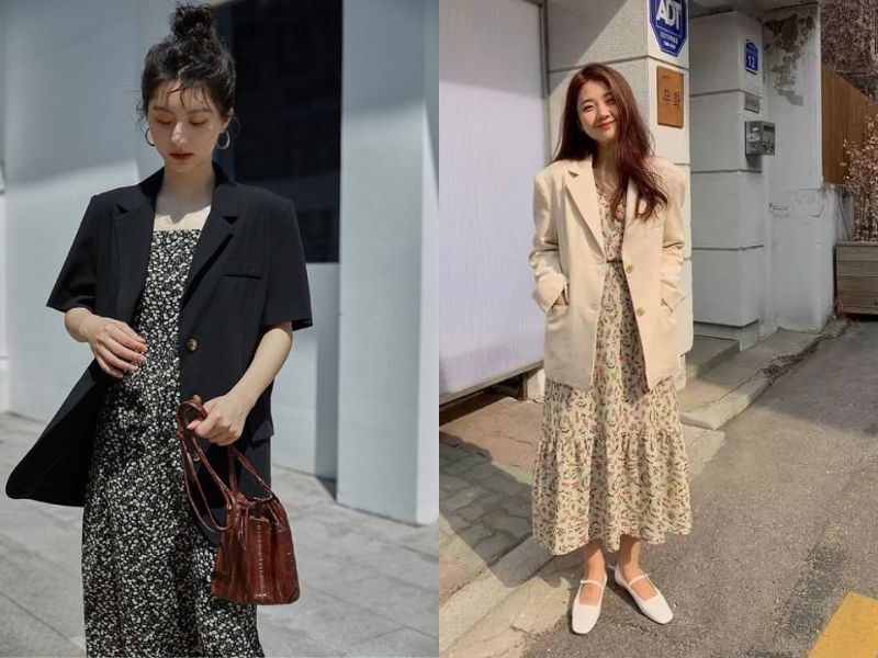 phối váy hoa nhí mùa đông