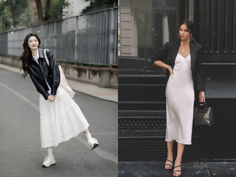 cách phối áo da nữ