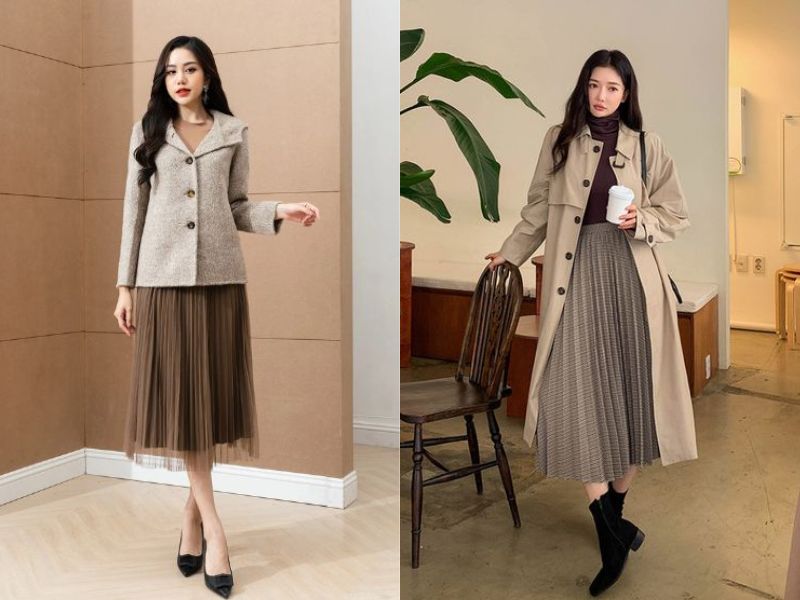 váy màu be đi giày màu gì