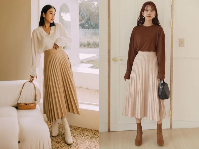 váy màu be đi giày màu gì